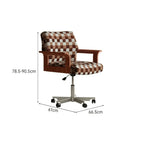 Retro Plaid Office Chair Series with Wood Arms, Swivel Base and Plush Comfort Dimensions