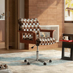 Retro Plaid Office Chair Series with Wood Arms, Swivel Base and Plush Comfort Main Product Image