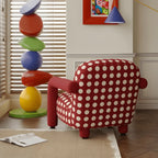 Retro Red Polka Dot Accent Chair With Curved Arms and Plush Back
