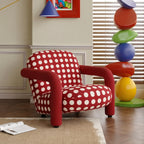 Retro Red Polka Dot Accent Chair With Curved Arms and Plush Back Main Product Image