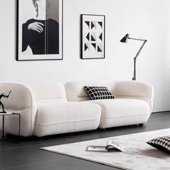 Elegant 3-Seater White Boucle Sofa with Solid Wood Frame