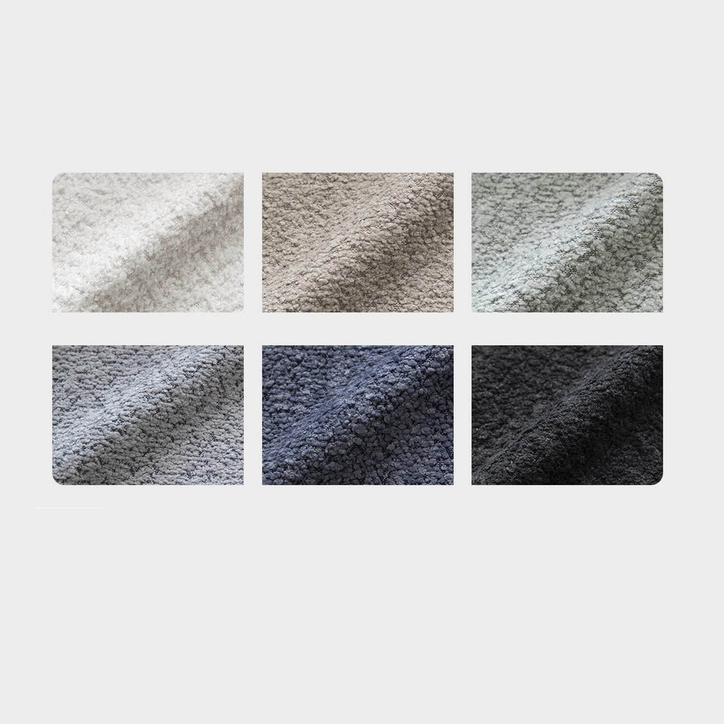 3-seater retro white boucle sofa with cushion back and solid wood frame