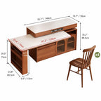 Retro Wood Extendable Kitchen Island Table With Storage and Casters
