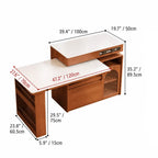 Retro Wood Extendable Kitchen Island Table With Storage and Casters