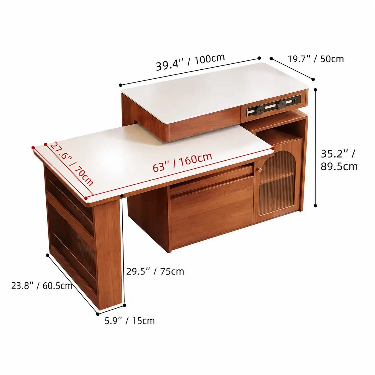 Retro Wood Extendable Kitchen Island Table With Storage and Casters