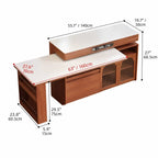Retro Wood Extendable Kitchen Island Table With Storage and Casters