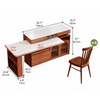 Retro Wood Extendable Kitchen Island Table With Storage and Casters