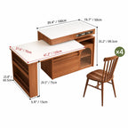 Retro Wood Extendable Kitchen Island Table With Storage and Casters