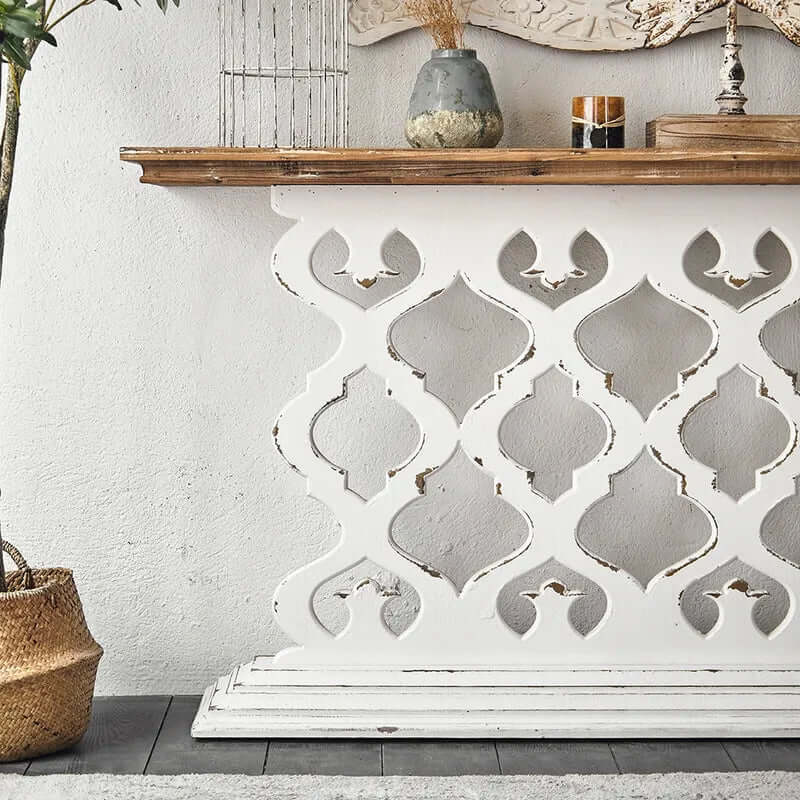 Retro Wood & Magnesium Oxide Console Table