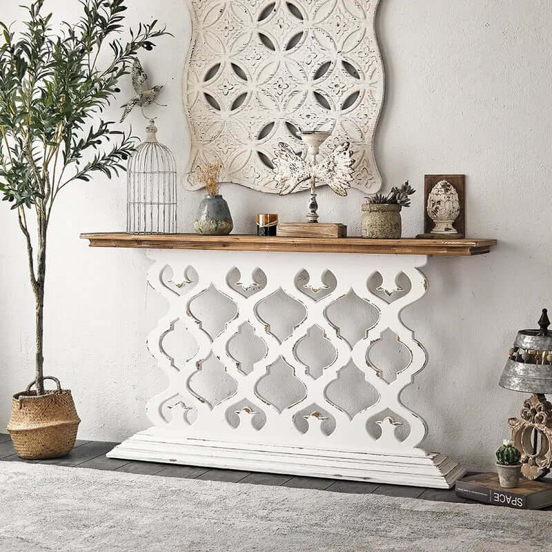 Retro Wood & Magnesium Oxide Console Table