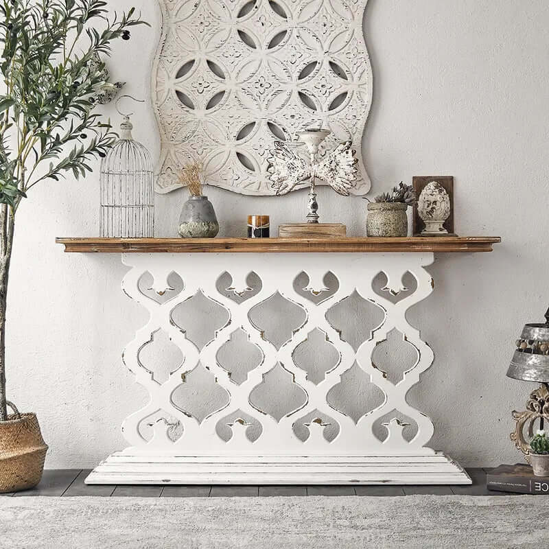 Retro Wood & Magnesium Oxide Console Table Main Product Image Hauptbild