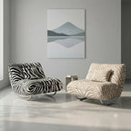 Retro Zebra Print Chair Series with Curved Steel Base and Plush Cushion