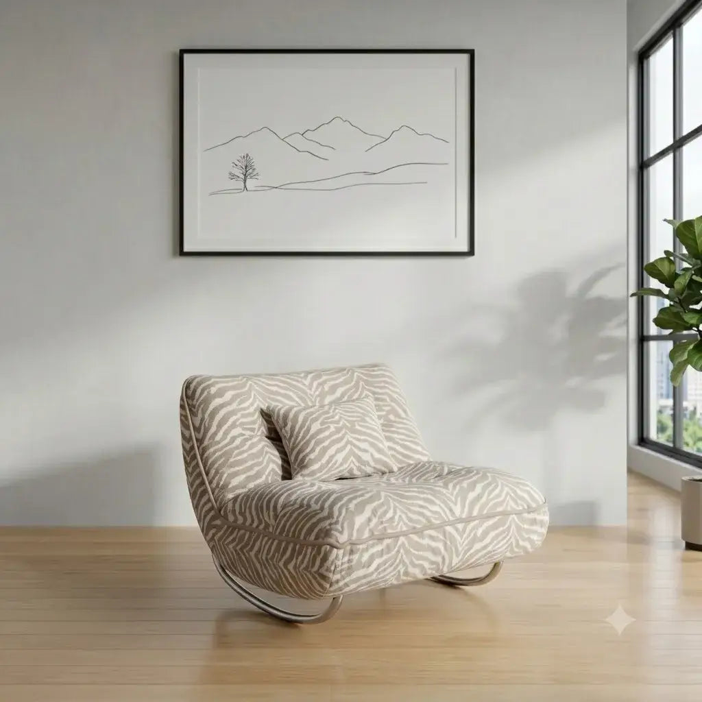 Retro Zebra Print Chair Series with Curved Steel Base and Plush Cushion