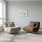 Retro Zebra Print Chair Series with Curved Steel Base and Plush Cushion