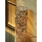 Rice Paper Floral Floor Lamp With Ash Wood Tripod Wabi Sabi Glow