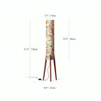 Rice Paper Floral Floor Lamp With Ash Wood Tripod Wabi Sabi Glow Dimensions