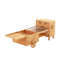 Ripple Glass Ash Wood Coffee Table With Rolling Storage Tray Design