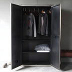 Rivet Metal Wardrobe Armoire With Hanging Rod and Shelves