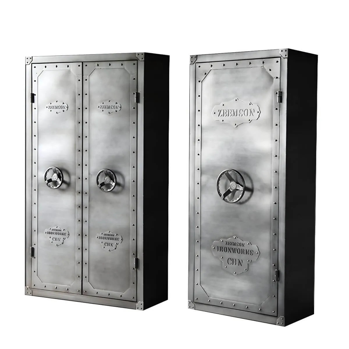 Rivet Metal Wardrobe Armoire With Hanging Rod and Shelves