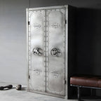 Rivet Metal Wardrobe Armoire With Hanging Rod and Shelves