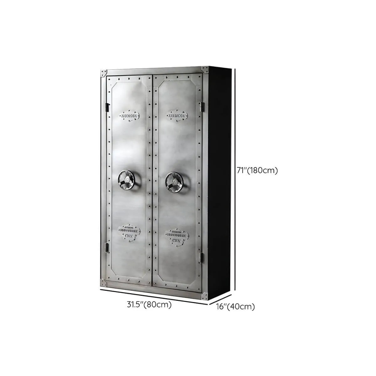Rivet Metal Wardrobe Armoire With Hanging Rod and Shelves Dimensions