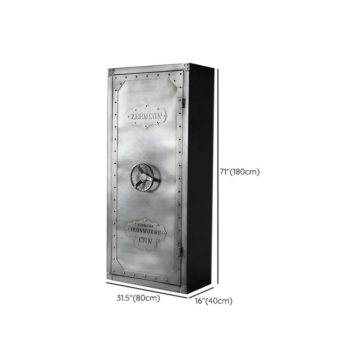 Rivet Metal Wardrobe Armoire With Hanging Rod and Shelves Dimensions
