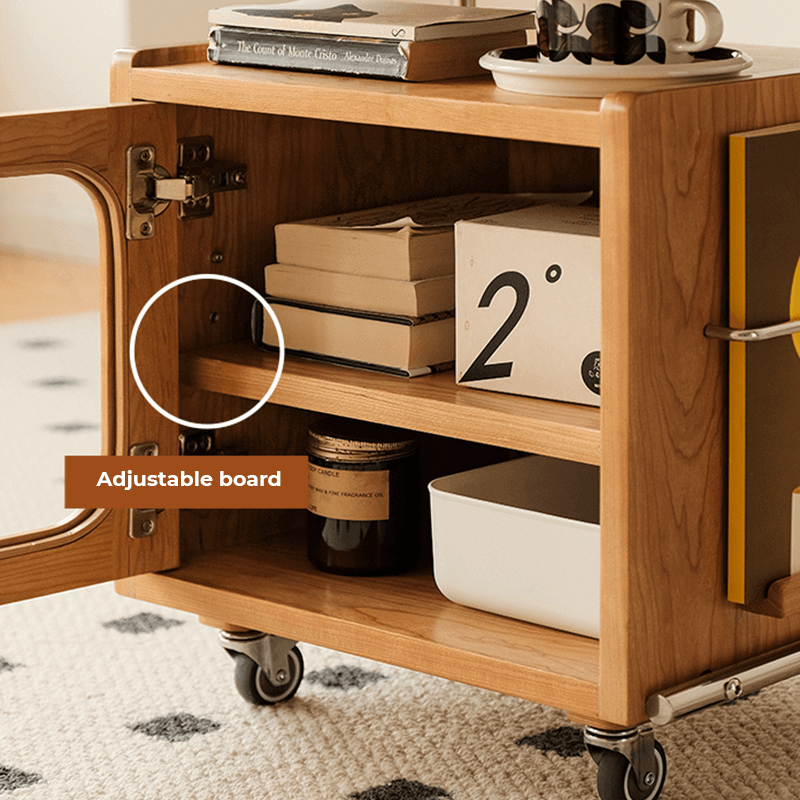 Robot-Shaped Wooden Side Table With Tilting Top & Wheels