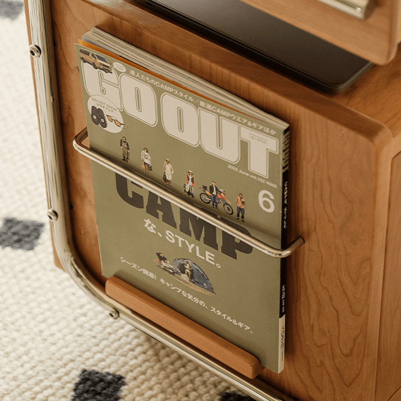 Robot-Shaped Wooden Side Table With Tilting Top & Wheels