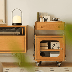 Robot-Shaped Wooden Side Table With Tilting Top & Wheels