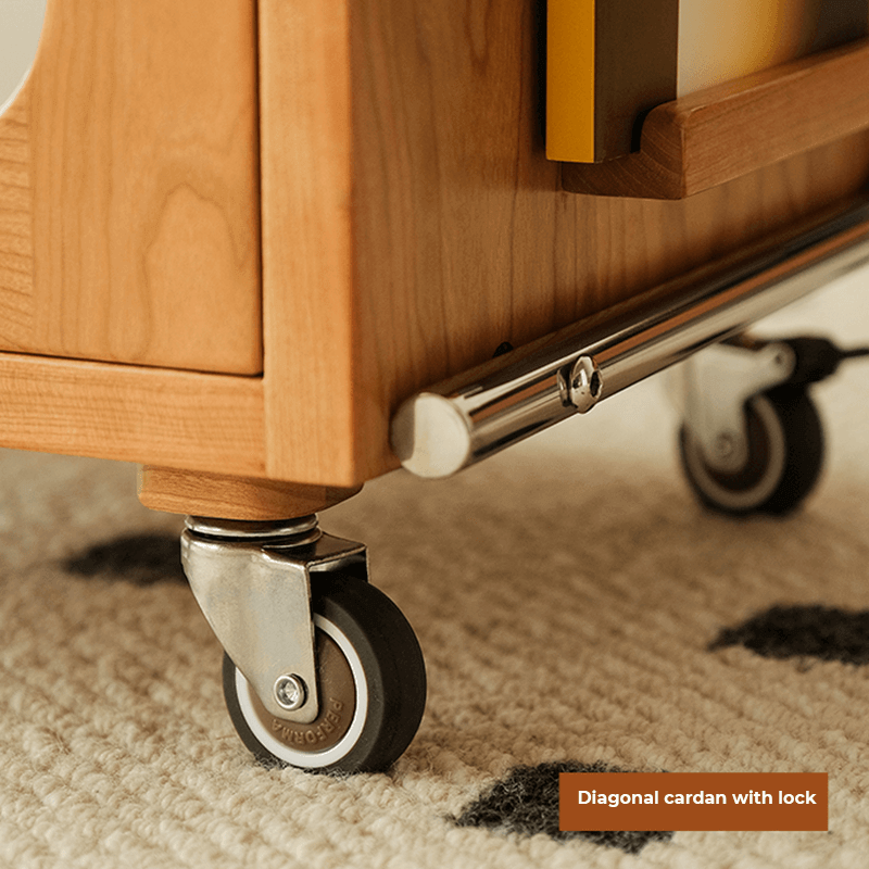 Robot-Shaped Wooden Side Table With Tilting Top & Wheels