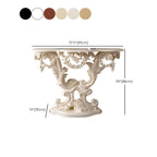 Rococo-Inspired Carved Console Table with Wood Top & Metal Base Dimensions