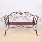 Rococo-Inspired Outdoor Bench in Powder-Coated Iron Frame