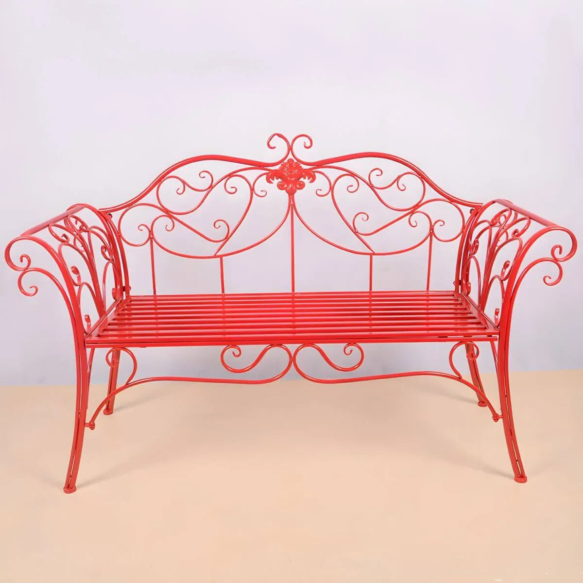 Rococo-Inspired Outdoor Bench in Powder-Coated Iron Frame Secondary image