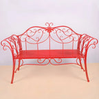 Rococo-Inspired Outdoor Bench in Powder-Coated Iron Frame