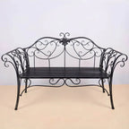 Rococo-Inspired Outdoor Bench in Powder-Coated Iron Frame
