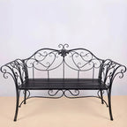 Rococo-Inspired Outdoor Bench in Powder-Coated Iron Frame