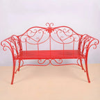 Rococo-Inspired Outdoor Bench in Powder-Coated Iron Frame