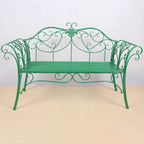 Rococo-Inspired Outdoor Bench in Powder-Coated Iron Frame