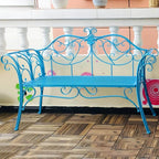 Rococo-Inspired Outdoor Bench in Powder-Coated Iron Frame