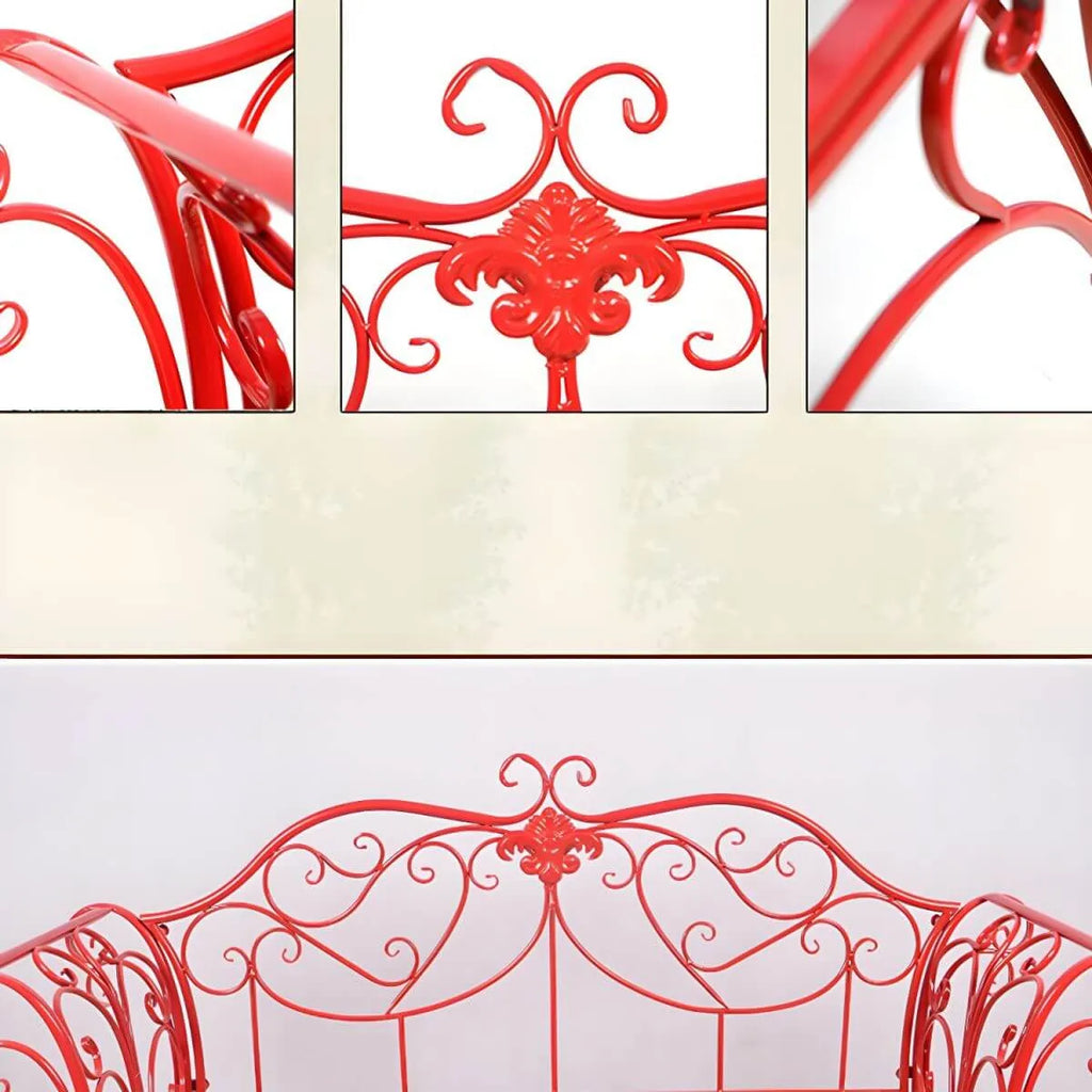 Rococo-Inspired Outdoor Bench in Powder-Coated Iron Frame