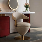 Romantic Jacquard Vanity Stool for Bedroom, Plush Chenille Comfort