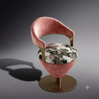 Romantic Jacquard Vanity Stool for Bedroom, Plush Chenille Comfort