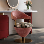 Romantic Jacquard Vanity Stool for Bedroom, Plush Chenille Comfort Main Product Image