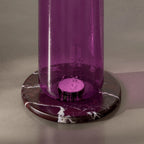 Rosso Marble and Bubble Glass Sculptural Side Table for Living Rooms