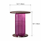 Rosso Marble and Bubble Glass Sculptural Side Table for Living Rooms Dimensions