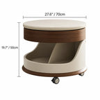 Round Lift Top Coffee Table with Stone Top, Rolling Storage Design Dimensions