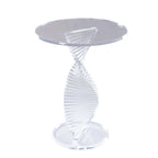 Round Spiral Helix Acrylic Side Table, Modern Clear Design