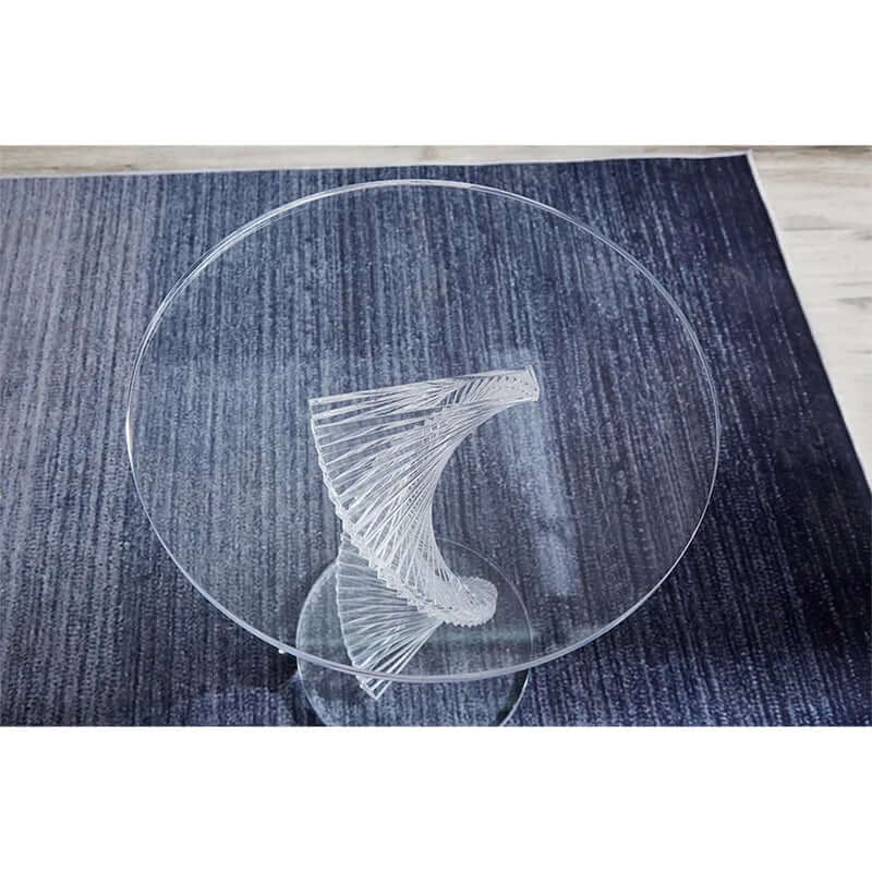 Round Spiral Helix Acrylic Side Table, Modern Clear Design