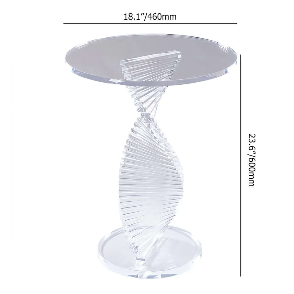 Round Spiral Helix Acrylic Side Table, Modern Clear Design