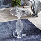 Round Spiral Helix Acrylic Side Table, Modern Clear Design